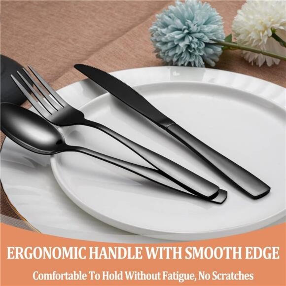 20 Pcs Black Silverware Set, Food-Grade Stainless Steel Flatware Set for 4 - Picture 5 of 8